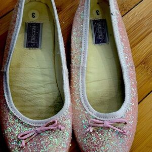 LIGHT PINK GLITTERED BALLERINA FLATS